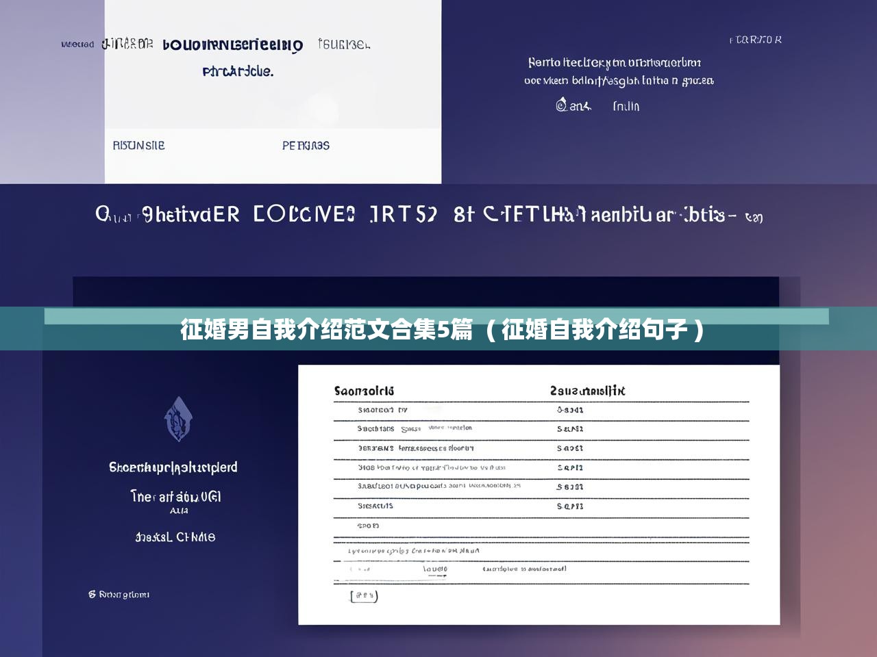 详细阅读: 征婚男自我介绍范文合集5篇 ( 征婚自我介绍句子 ) 征婚男自我介绍范文合集5篇 ( 征婚自我介绍句子 )
