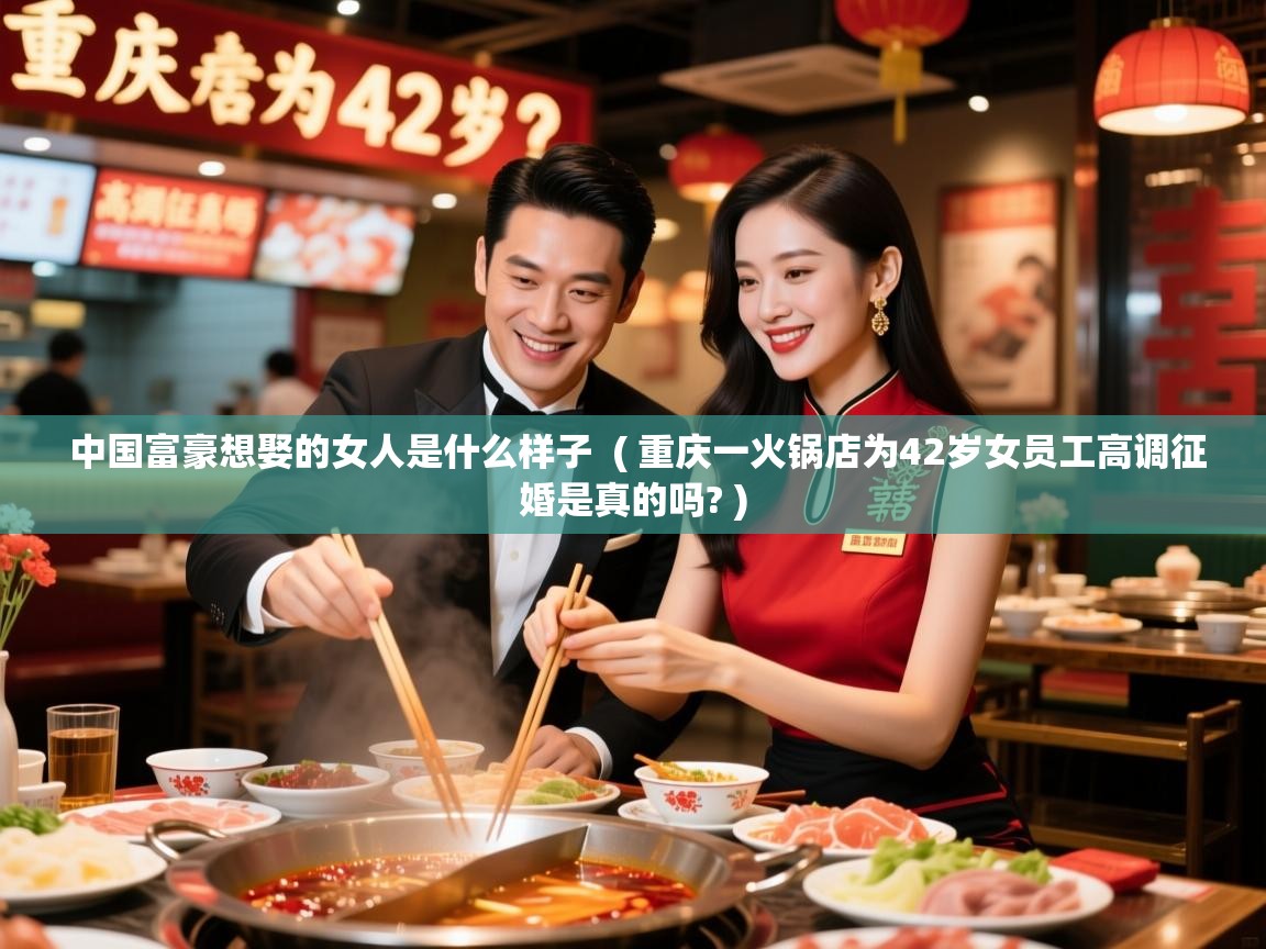 详细阅读: 中国富豪想娶的女人是什么样子  ( 重庆一火锅店为42岁女员工高调征婚是真的吗? )  中国富豪想娶的女人是什么样子  ( 重庆一火锅店为42岁女员工高调征婚是真的吗? )