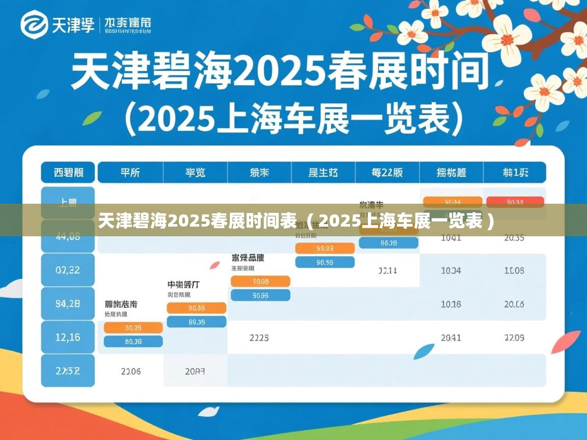 详细阅读: 天津碧海2025春展时间表  ( 2025上海车展一览表 )  天津碧海2025春展时间表  ( 2025上海车展一览表 )