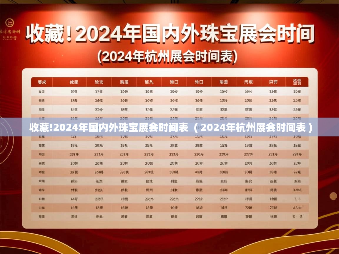 收藏!2024年国内外珠宝展会时间表  ( 2024年杭州展会时间表 )  收藏!2024年国内外珠宝展会时间表  ( 2024年杭州展会时间表 )