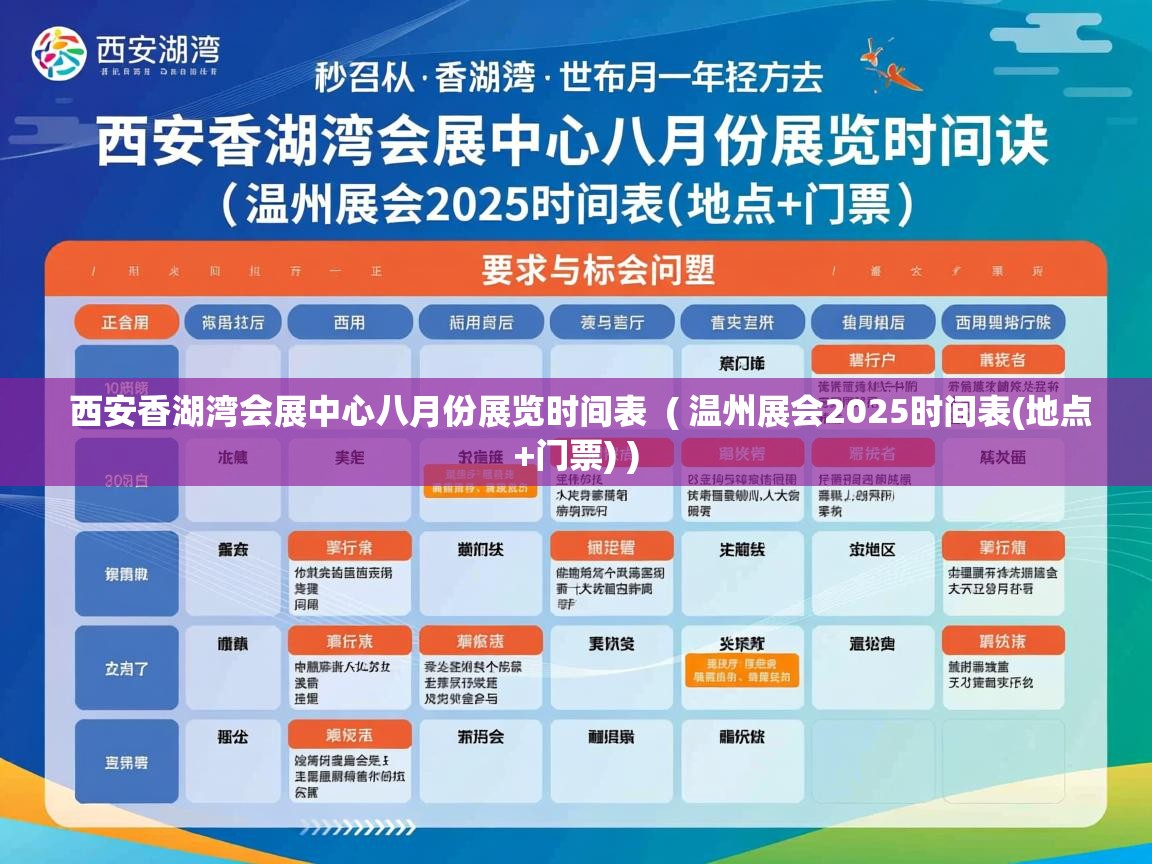  西安香湖湾会展中心八月份展览时间表  ( 温州展会2025时间表(地点+门票) )