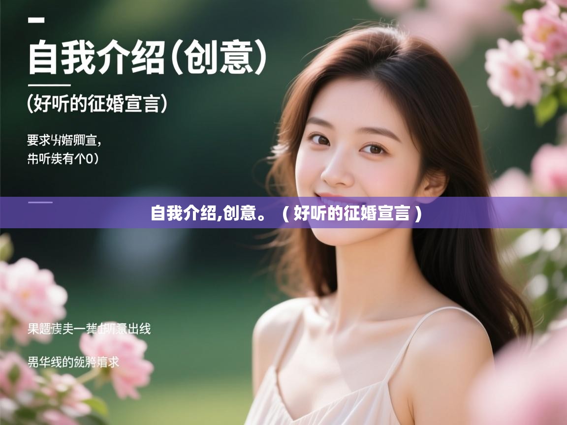 详细阅读: 自我介绍,创意。  ( 好听的征婚宣言 )  自我介绍,创意。  ( 好听的征婚宣言 )