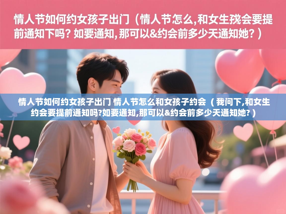 详细阅读: 情人节如何约女孩子出门 情人节怎么和女孩子约会 ( 我问下,和女生约会要提前通知吗?如要通知,那可以&约会前多少天通知她? ) 情人节如何约女孩子出门 情人节怎么和女孩子约会 ( 我问下,和女生约会要提前通知吗?如要通知,那可以&约会前多少天通知她? )