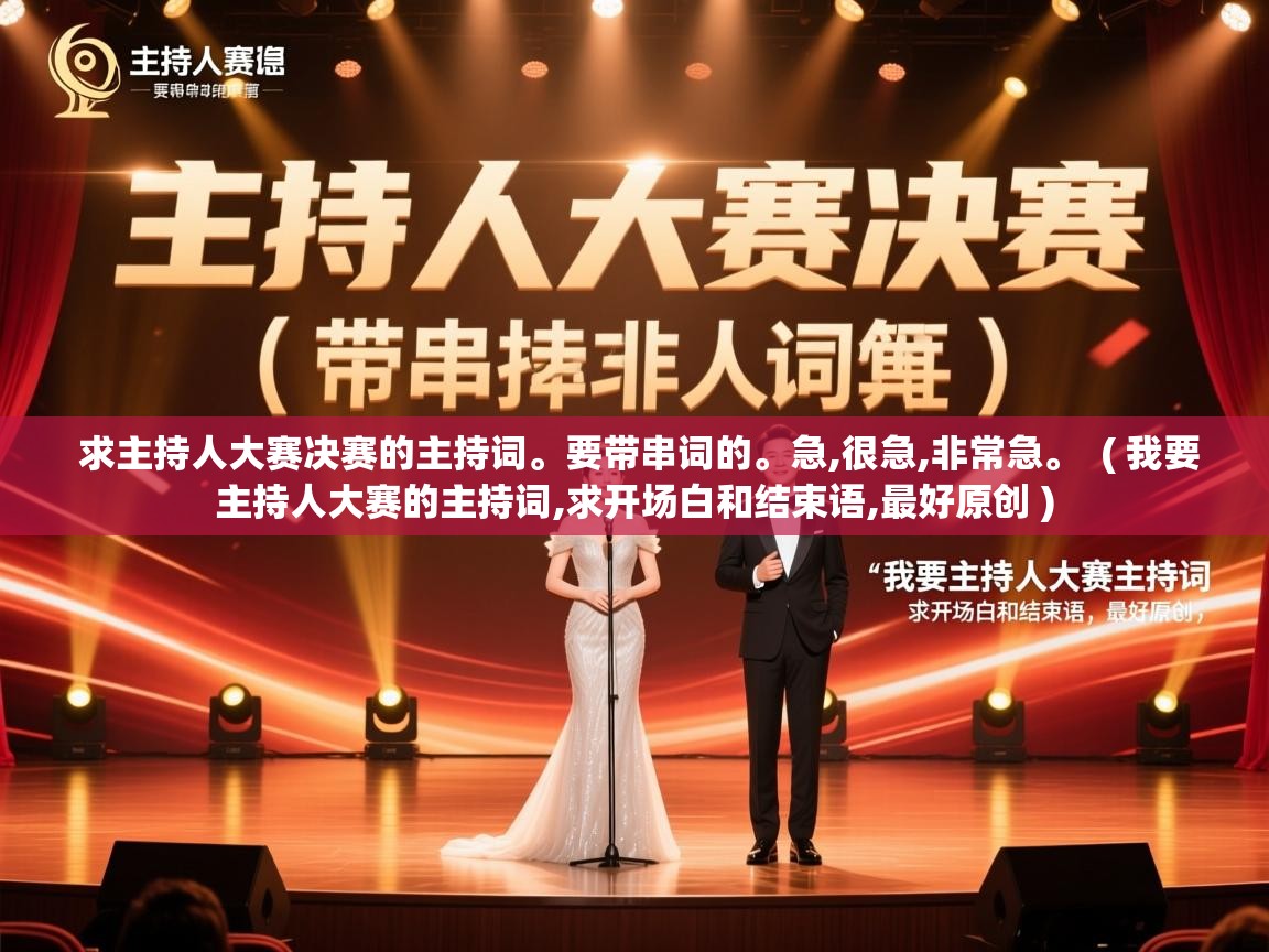 详细阅读: 求主持人大赛决赛的主持词。要带串词的。急,很急,非常急。  ( 我要主持人大赛的主持词,求开场白和结束语,最好原创 )  求主持人大赛决赛的主持词。要带串词的。急,很急,非常急。  ( 我要主持人大赛的主持词,求开场白和结束语,最好原创 )