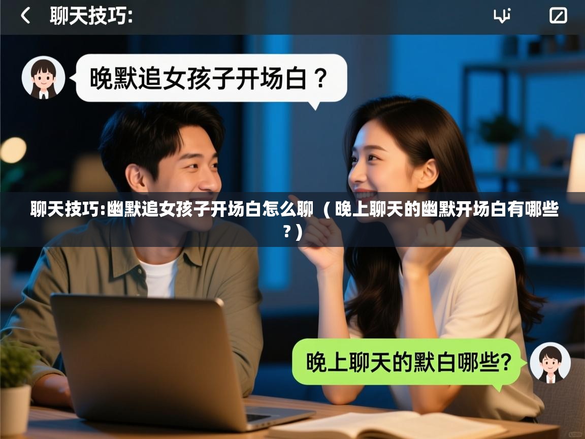 详细阅读: 聊天技巧:幽默追女孩子开场白怎么聊  ( 晚上聊天的幽默开场白有哪些? )  聊天技巧:幽默追女孩子开场白怎么聊  ( 晚上聊天的幽默开场白有哪些? )