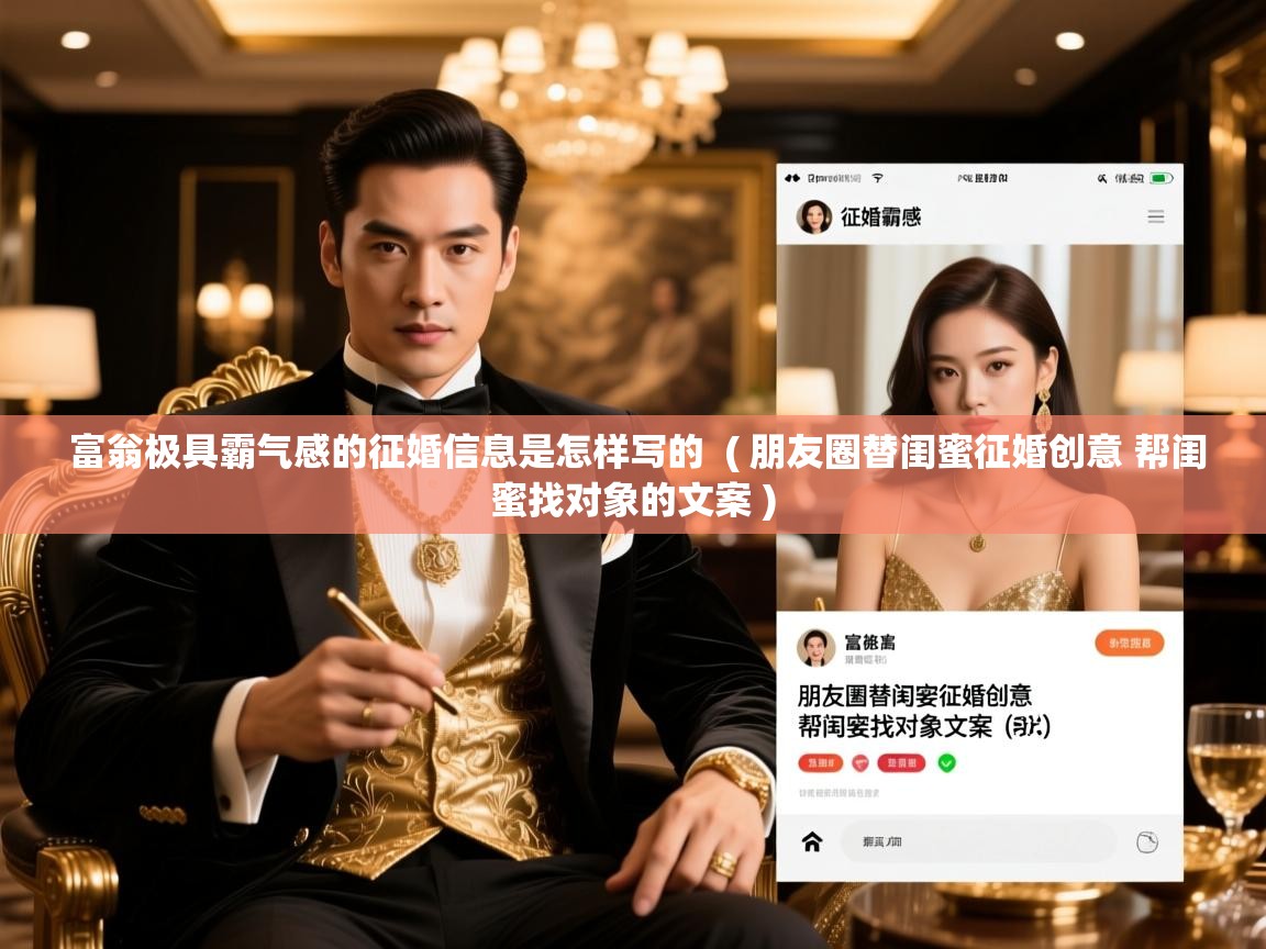 富翁极具霸气感的征婚信息是怎样写的  ( 朋友圈替闺蜜征婚创意 帮闺蜜找对象的文案 )  富翁极具霸气感的征婚信息是怎样写的  ( 朋友圈替闺蜜征婚创意 帮闺蜜找对象的文案 )