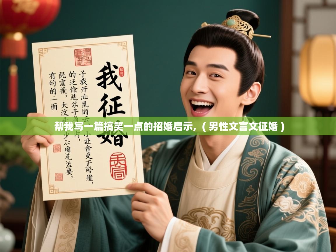  帮我写一篇搞笑一点的招婚启示,  ( 男性文言文征婚 )