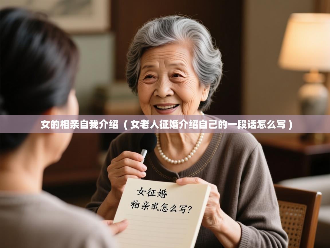 女的相亲自我介绍 ( 女老人征婚介绍自己的一段话怎么写 ) 女的相亲自我介绍 ( 女老人征婚介绍自己的一段话怎么写 )