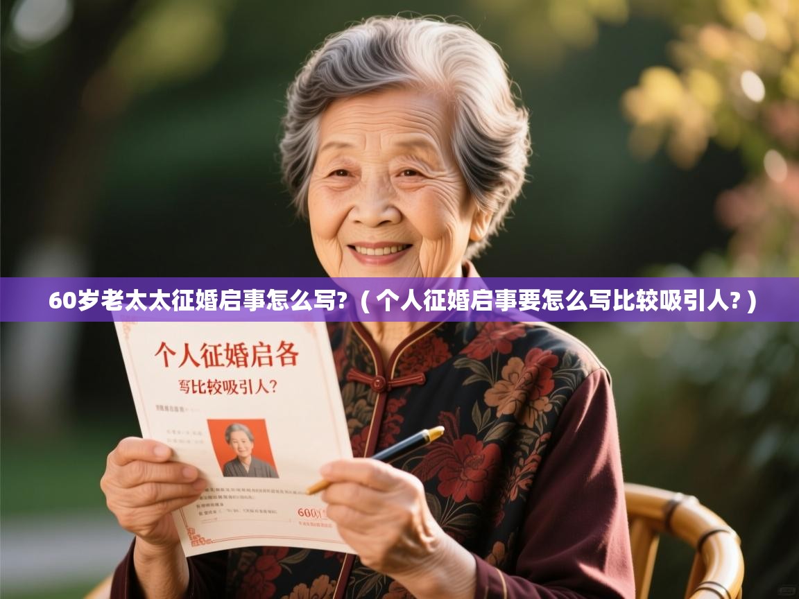  60岁老太太征婚启事怎么写?  ( 个人征婚启事要怎么写比较吸引人? )