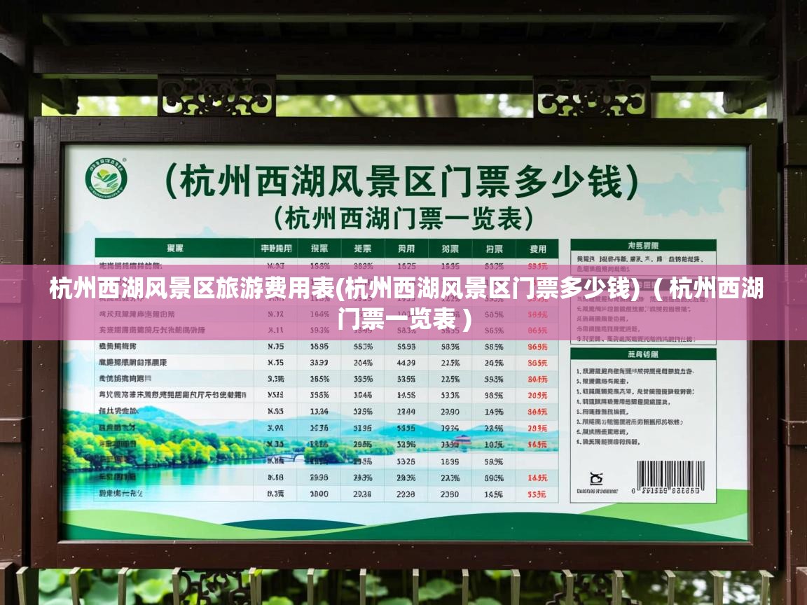  杭州西湖风景区旅游费用表(杭州西湖风景区门票多少钱)  ( 杭州西湖门票一览表 )
