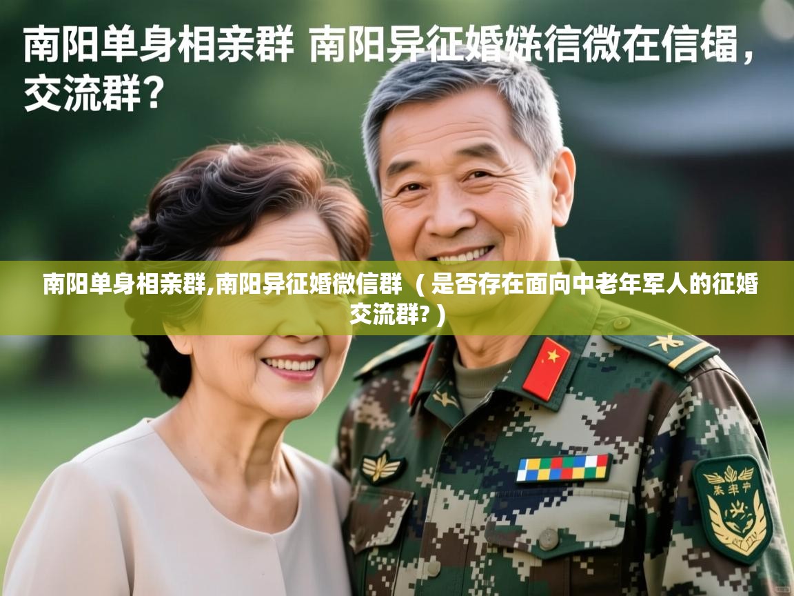  南阳单身相亲群,南阳异征婚微信群  ( 是否存在面向中老年军人的征婚交流群? )