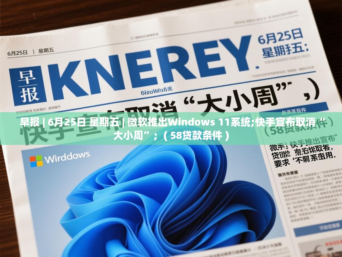 早报 | 6月25日 星期五 | 微软推出Windows 11系统;快手宣布取消“大小周”; ( 58贷款条件 ) 早报 | 6月25日 星期五 | 微软推出Windows 11系统;快手宣布取消“大小周”; ( 58贷款条件 )