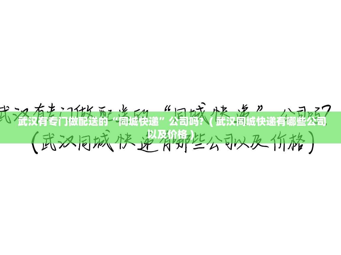  武汉有专门做配送的“同城快递”公司吗?  ( 武汉同城快递有哪些公司以及价格 )