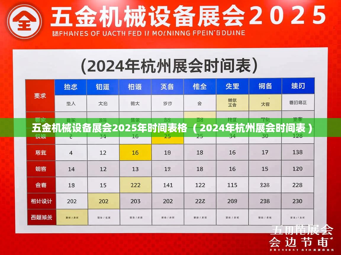  五金机械设备展会2025年时间表格  ( 2024年杭州展会时间表 )