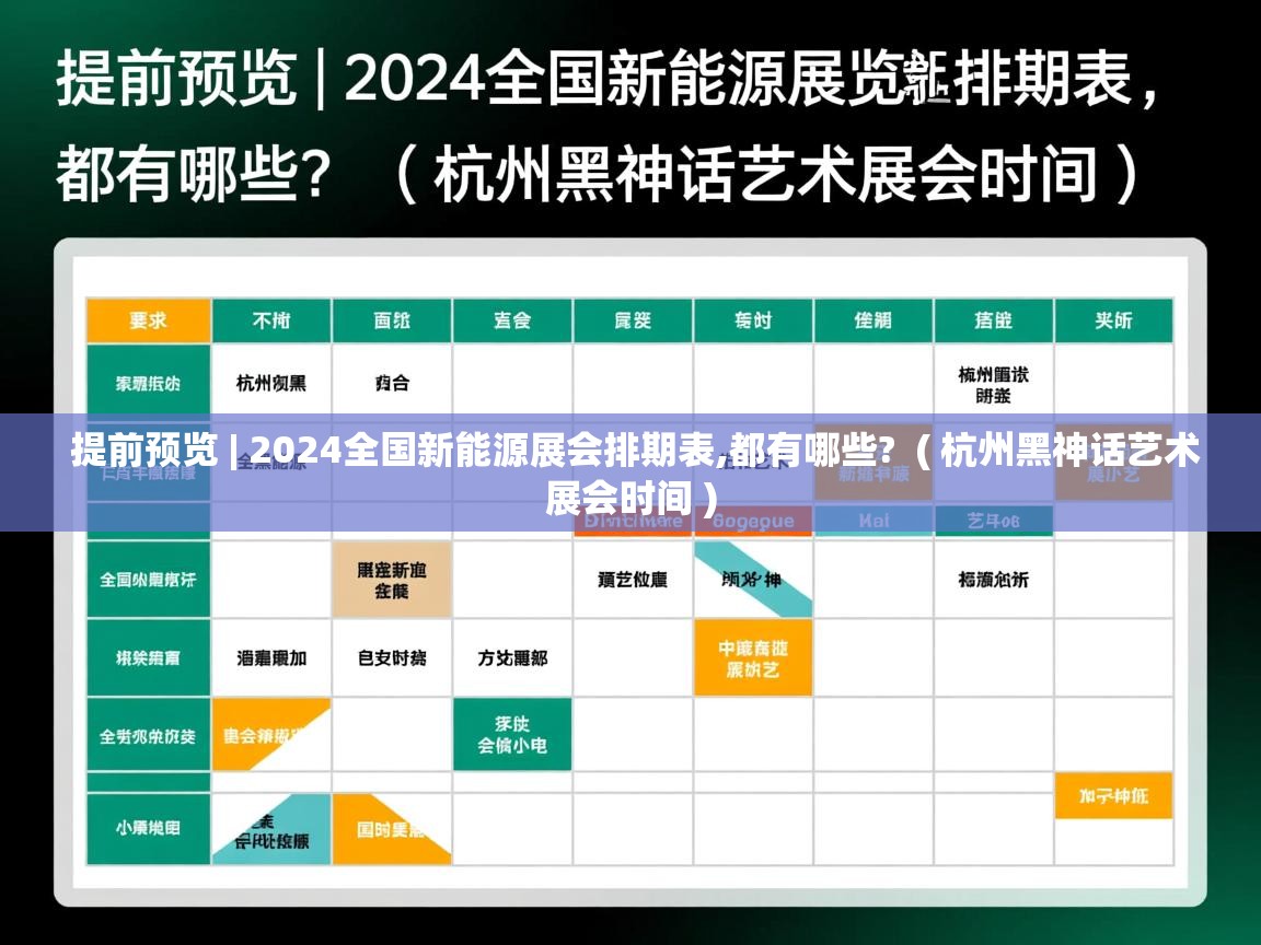  提前预览 | 2024全国新能源展会排期表,都有哪些?  ( 杭州黑神话艺术展会时间 )
