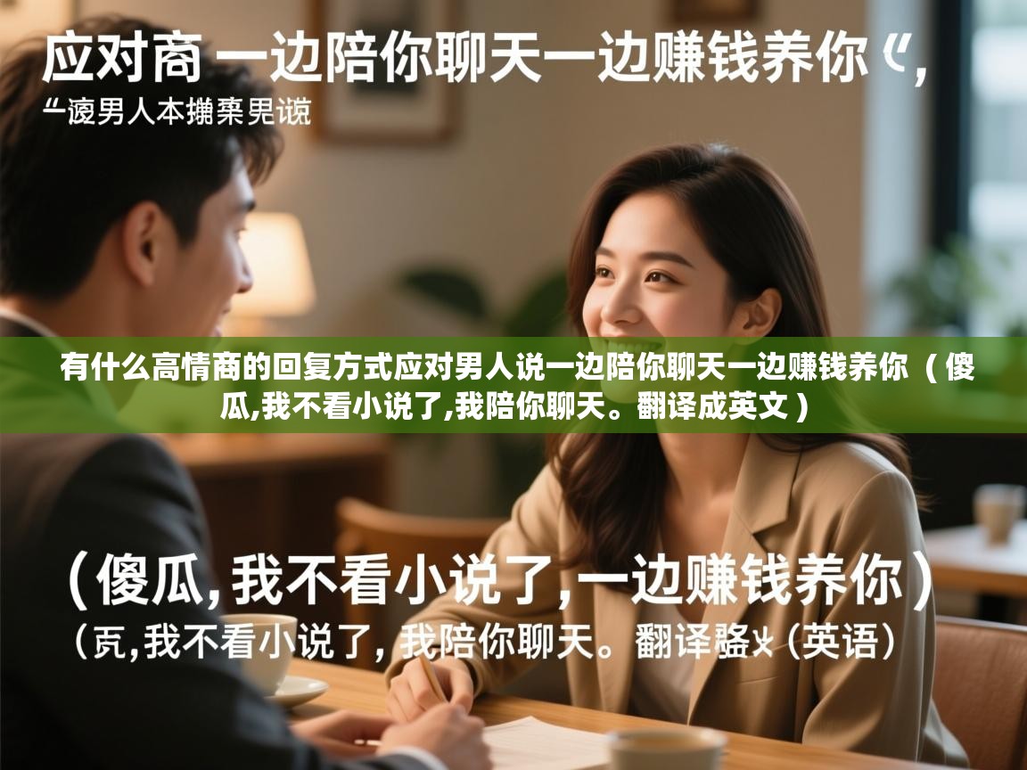  有什么高情商的回复方式应对男人说一边陪你聊天一边赚钱养你  ( 傻瓜,我不看小说了,我陪你聊天。翻译成英文 )
