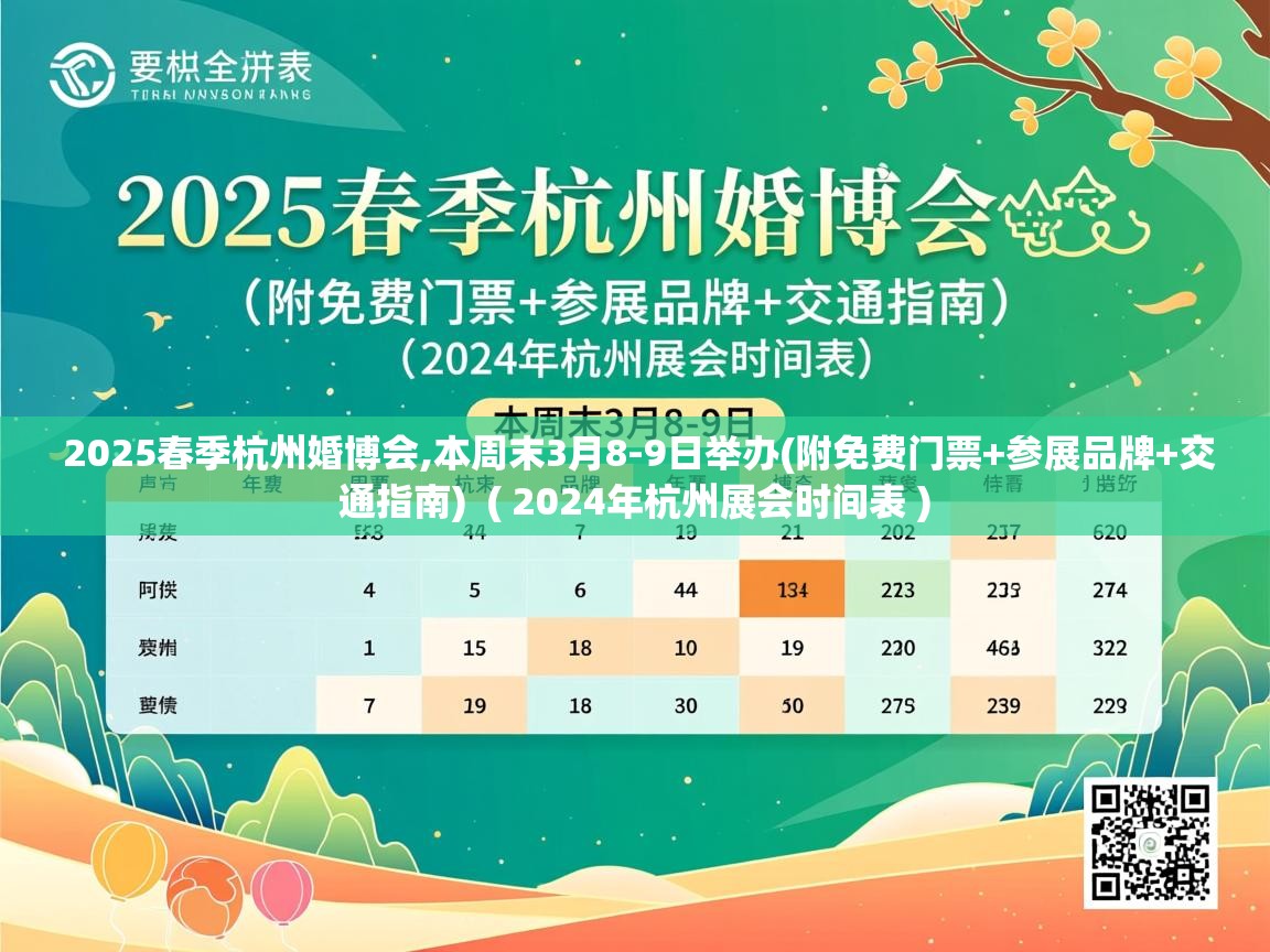  2025春季杭州婚博会,本周末3月8-9日举办(附免费门票+参展品牌+交通指南)  ( 2024年杭州展会时间表 )