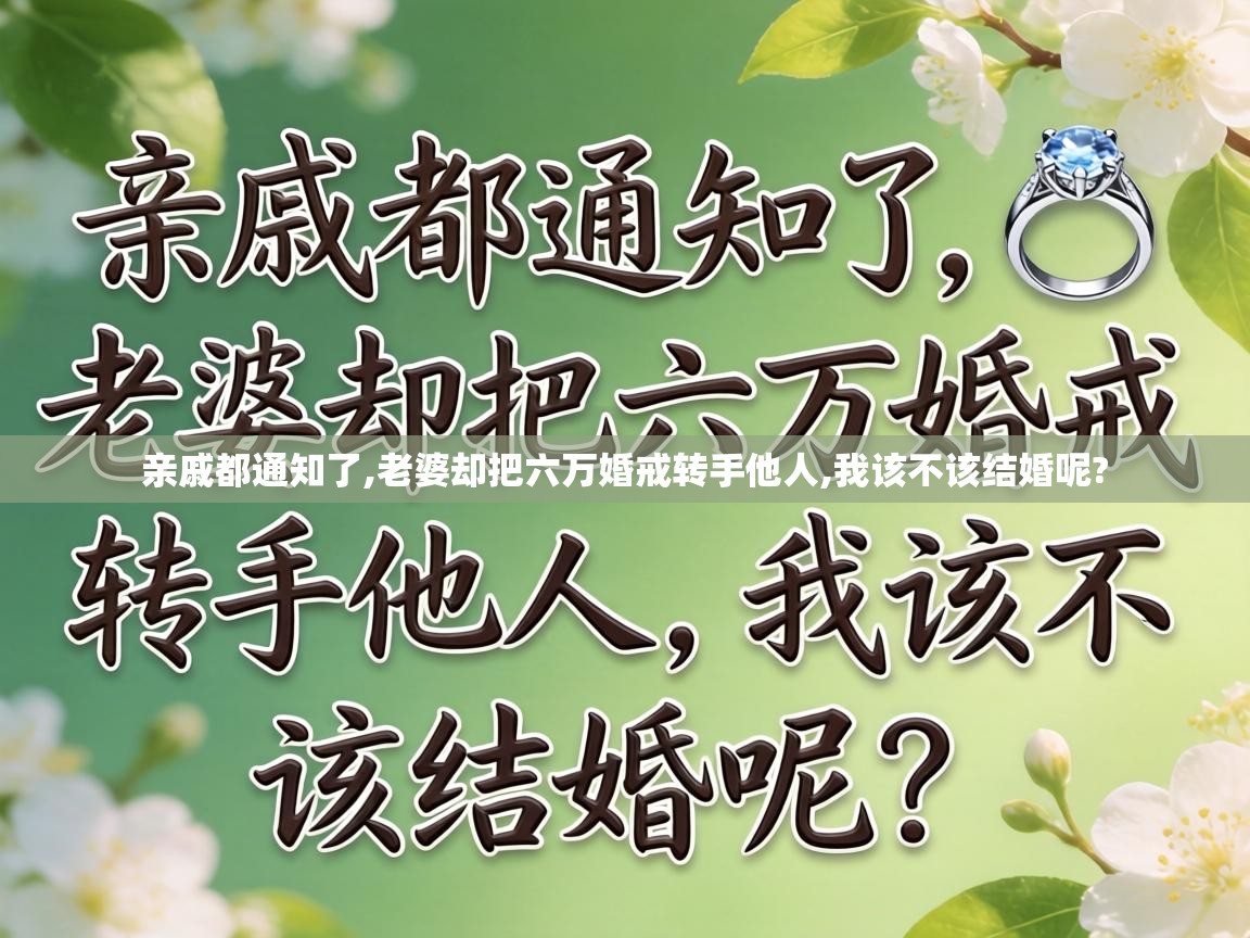  亲戚都通知了,老婆却把六万婚戒转手他人,我该不该结婚呢? 