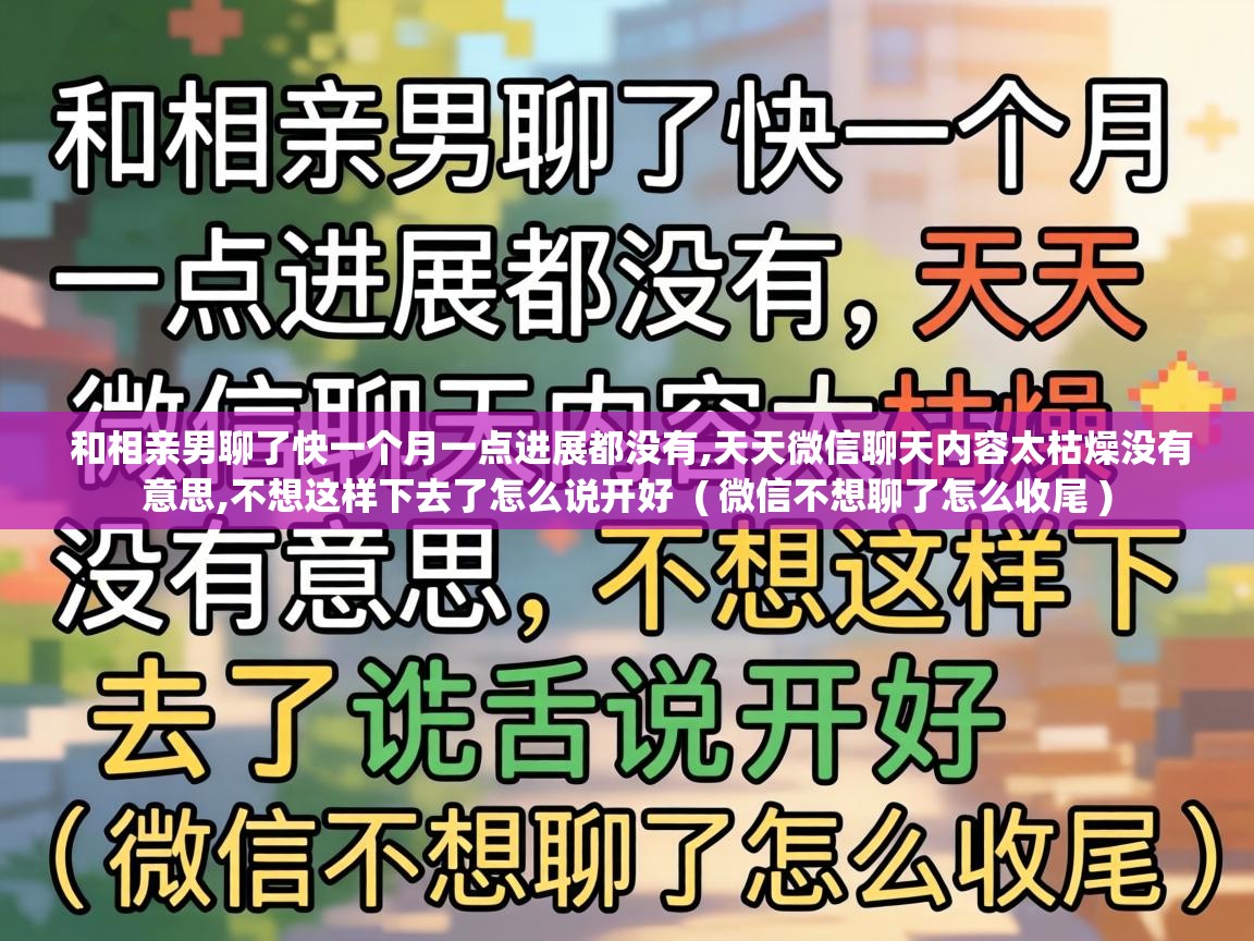  和相亲男聊了快一个月一点进展都没有,天天微信聊天内容太枯燥没有意思,不想这样下去了怎么说开好  ( 微信不想聊了怎么收尾 )
