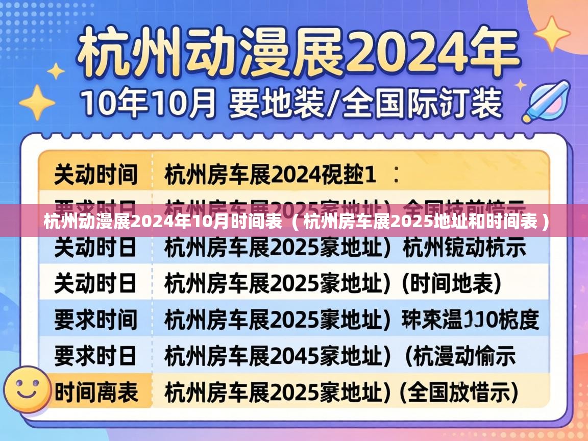  杭州动漫展2024年10月时间表  ( 杭州房车展2025地址和时间表 )