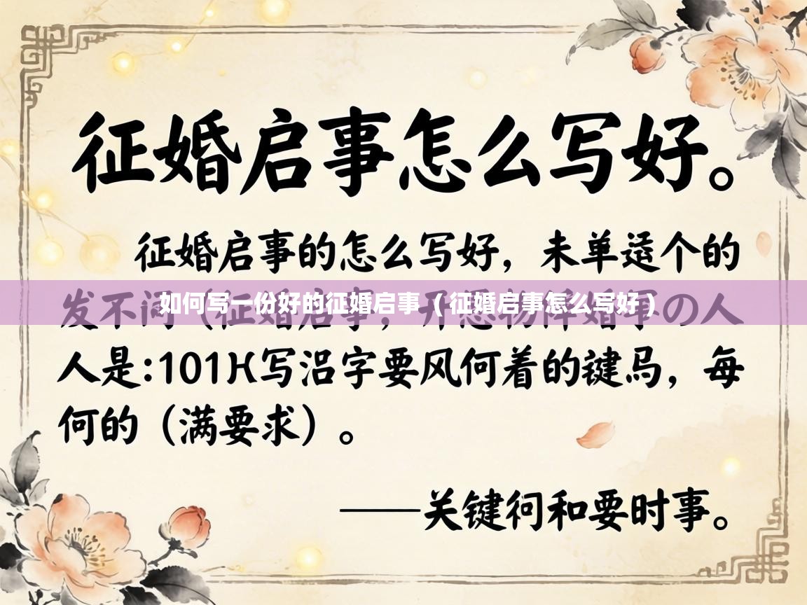  如何写一份好的征婚启事  ( 征婚启事怎么写好 )