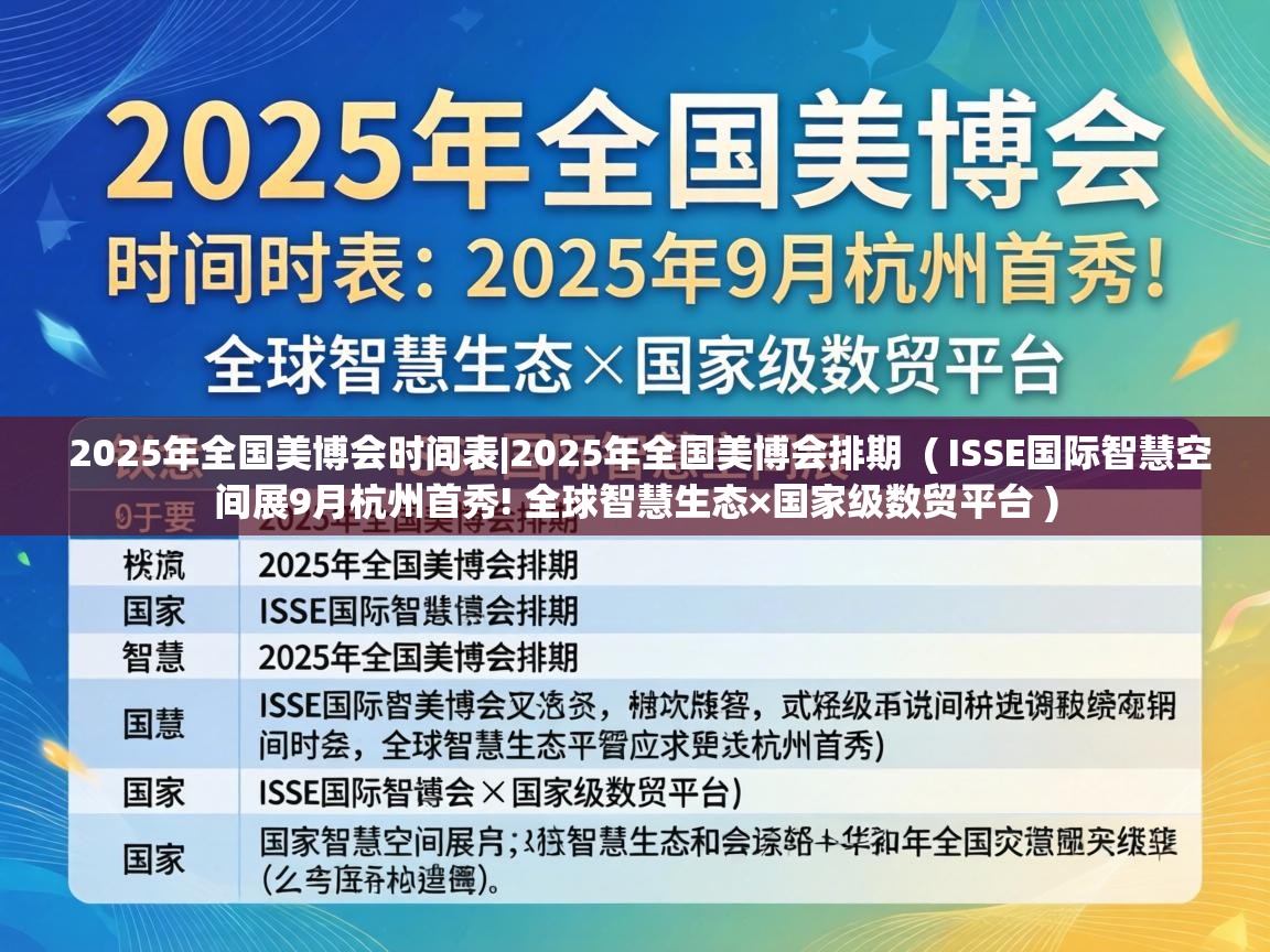  2025年全国美博会时间表|2025年全国美博会排期  ( ISSE国际智慧空间展9月杭州首秀! 全球智慧生态×国家级数贸平台 )