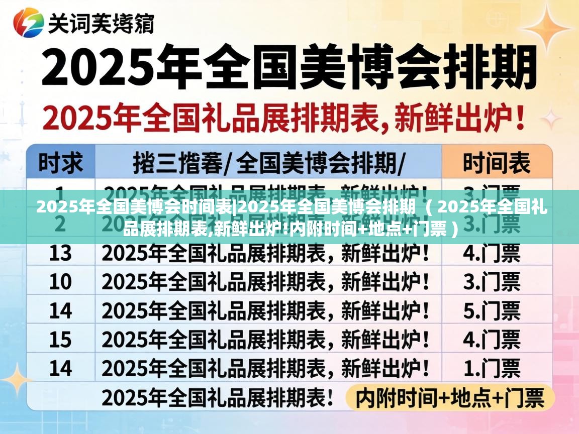  2025年全国美博会时间表|2025年全国美博会排期  ( 2025年全国礼品展排期表,新鲜出炉!内附时间+地点+门票 )