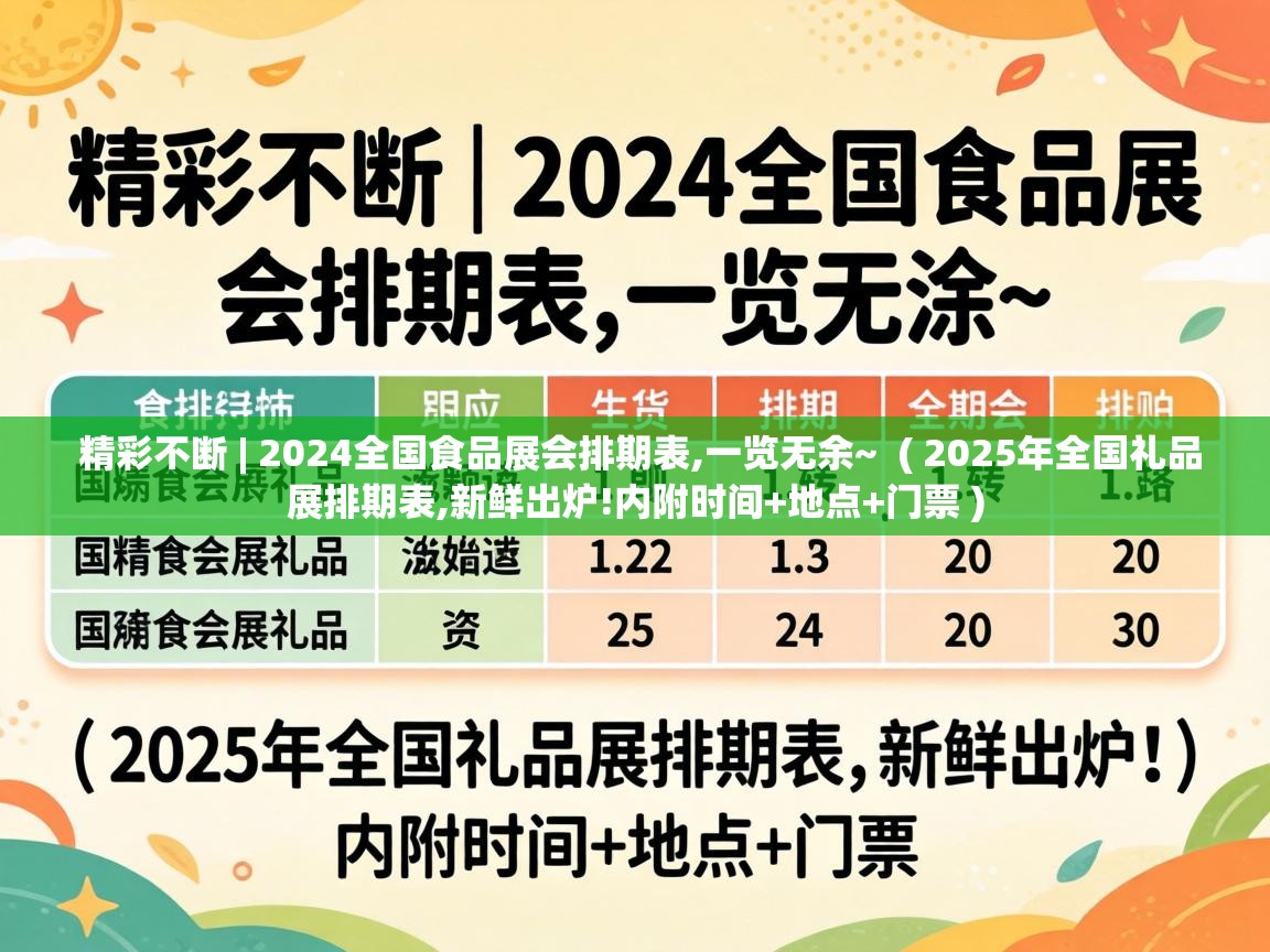  精彩不断 | 2024全国食品展会排期表,一览无余~  ( 2025年全国礼品展排期表,新鲜出炉!内附时间+地点+门票 )