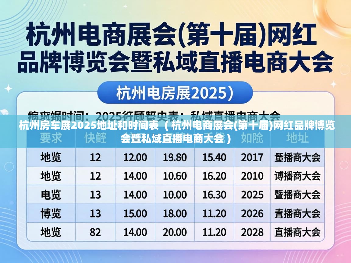  杭州房车展2025地址和时间表  ( 杭州电商展会(第十届)网红品牌博览会暨私域直播电商大会 )
