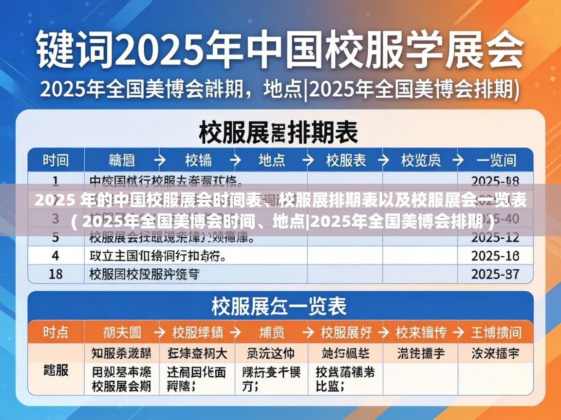  2025 年的中国校服展会时间表、校服展排期表以及校服展会一览表  ( 2025年全国美博会时间、地点|2025年全国美博会排期 )