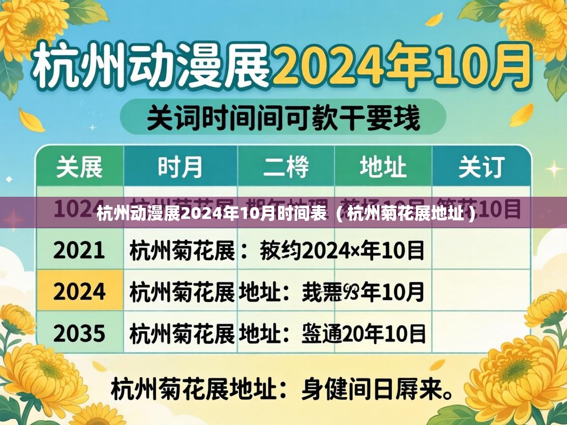  杭州动漫展2024年10月时间表  ( 杭州菊花展地址 )