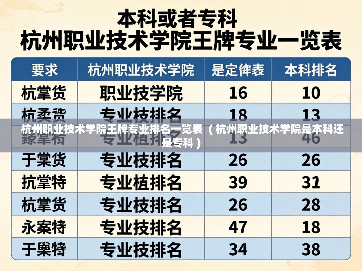  杭州职业技术学院王牌专业排名一览表  ( 杭州职业技术学院是本科还是专科 )