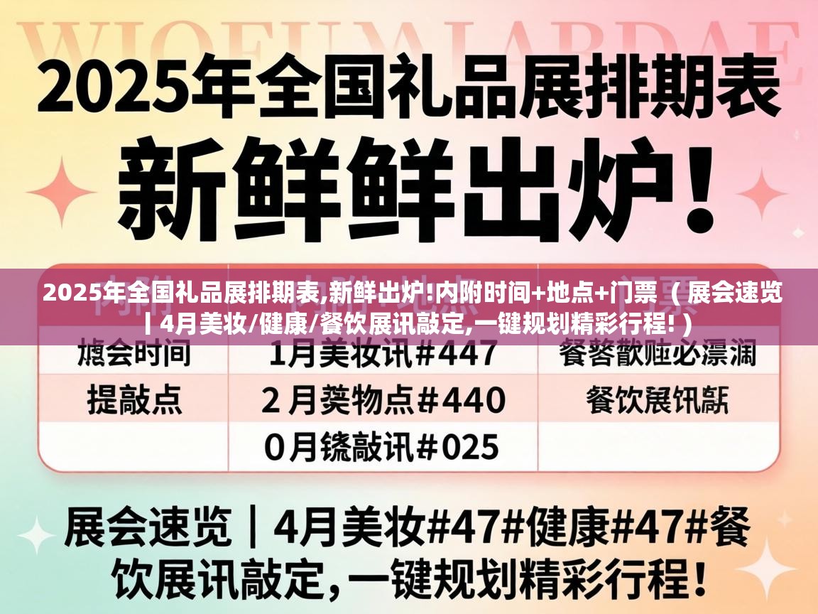  2025年全国礼品展排期表,新鲜出炉!内附时间+地点+门票  ( 展会速览丨4月美妆/健康/餐饮展讯敲定,一键规划精彩行程! )