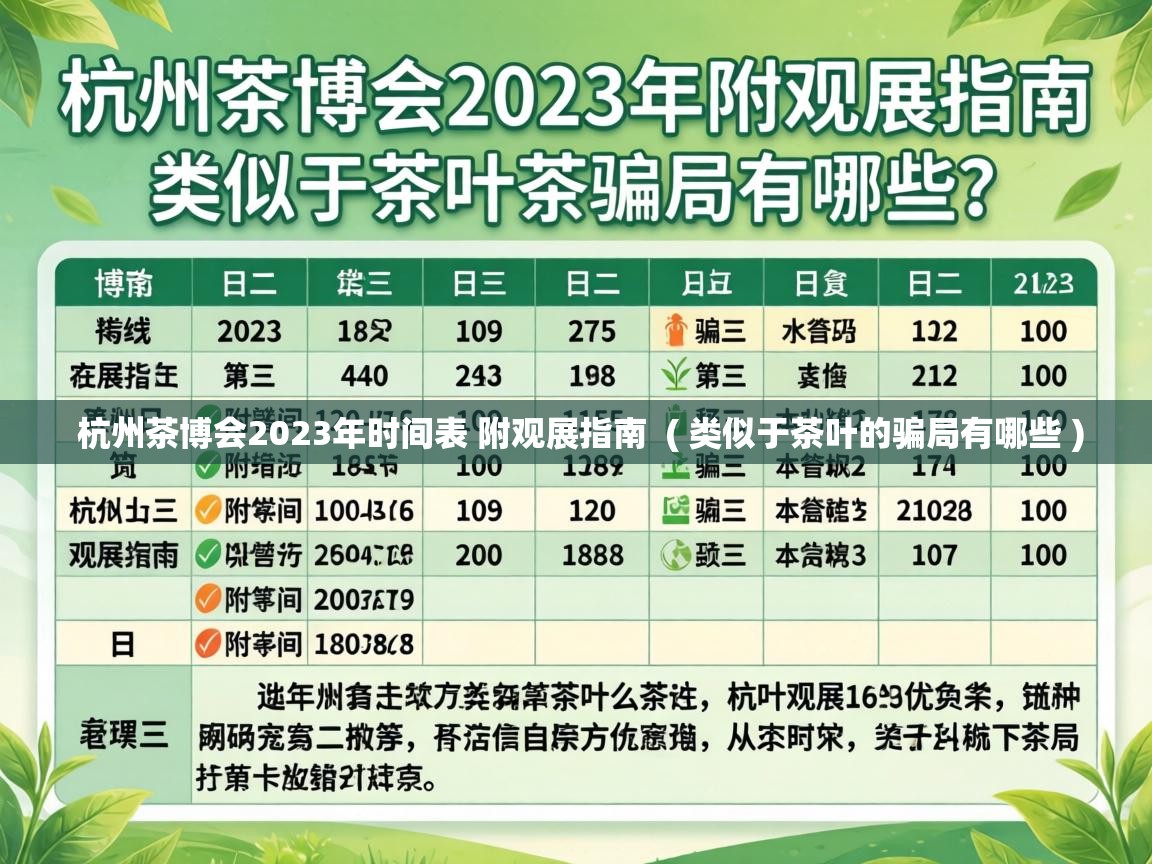  杭州茶博会2023年时间表 附观展指南  ( 类似于茶叶的骗局有哪些 )