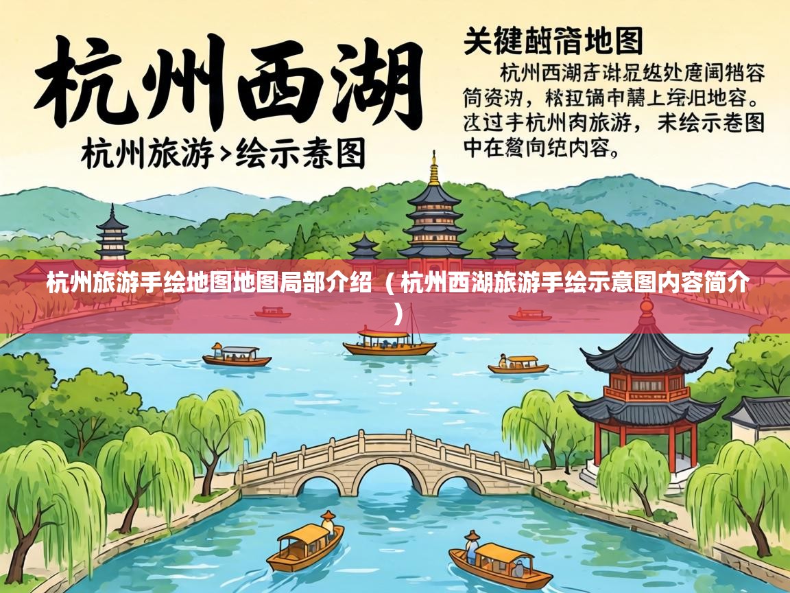  杭州旅游手绘地图地图局部介绍  ( 杭州西湖旅游手绘示意图内容简介 )