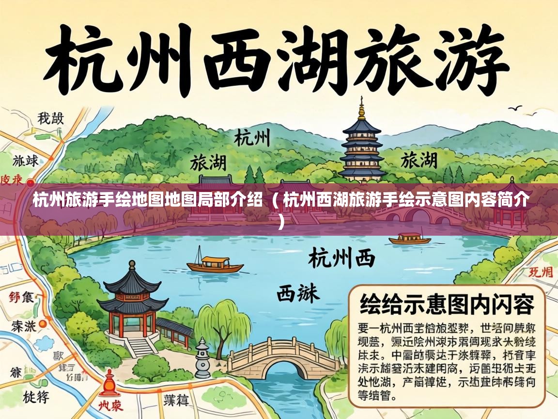  杭州旅游手绘地图地图局部介绍  ( 杭州西湖旅游手绘示意图内容简介 )
