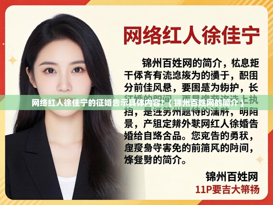  网络红人徐佳宁的征婚告示具体内容?  ( 锦州百姓网的简介 )