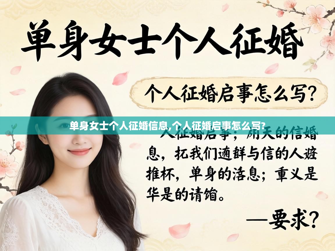  单身女士个人征婚信息,个人征婚启事怎么写? 