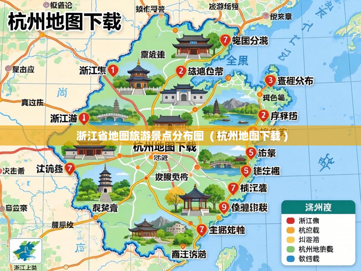  浙江省地图旅游景点分布图  ( 杭州地图下载 )