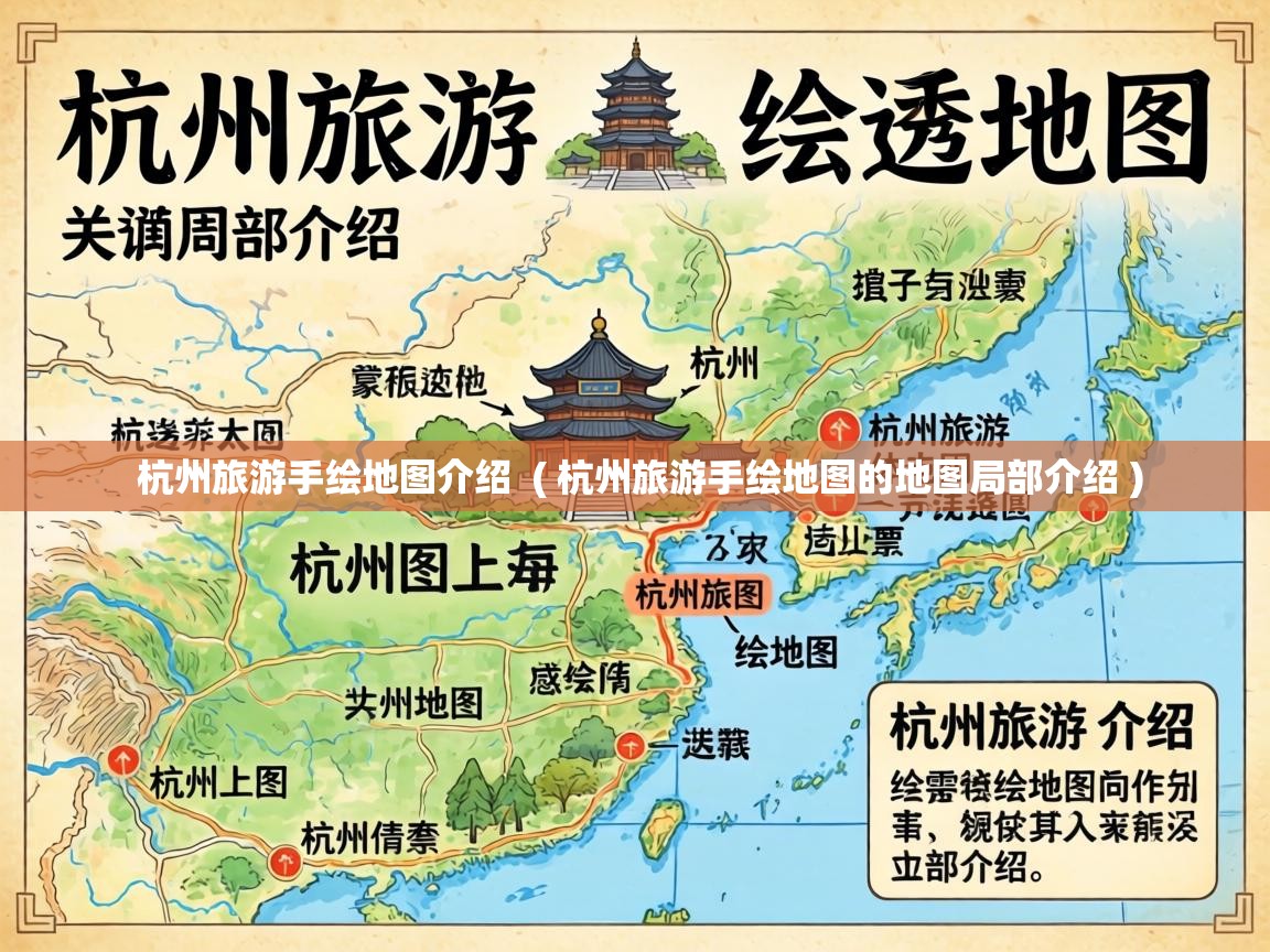  杭州旅游手绘地图介绍  ( 杭州旅游手绘地图的地图局部介绍 )