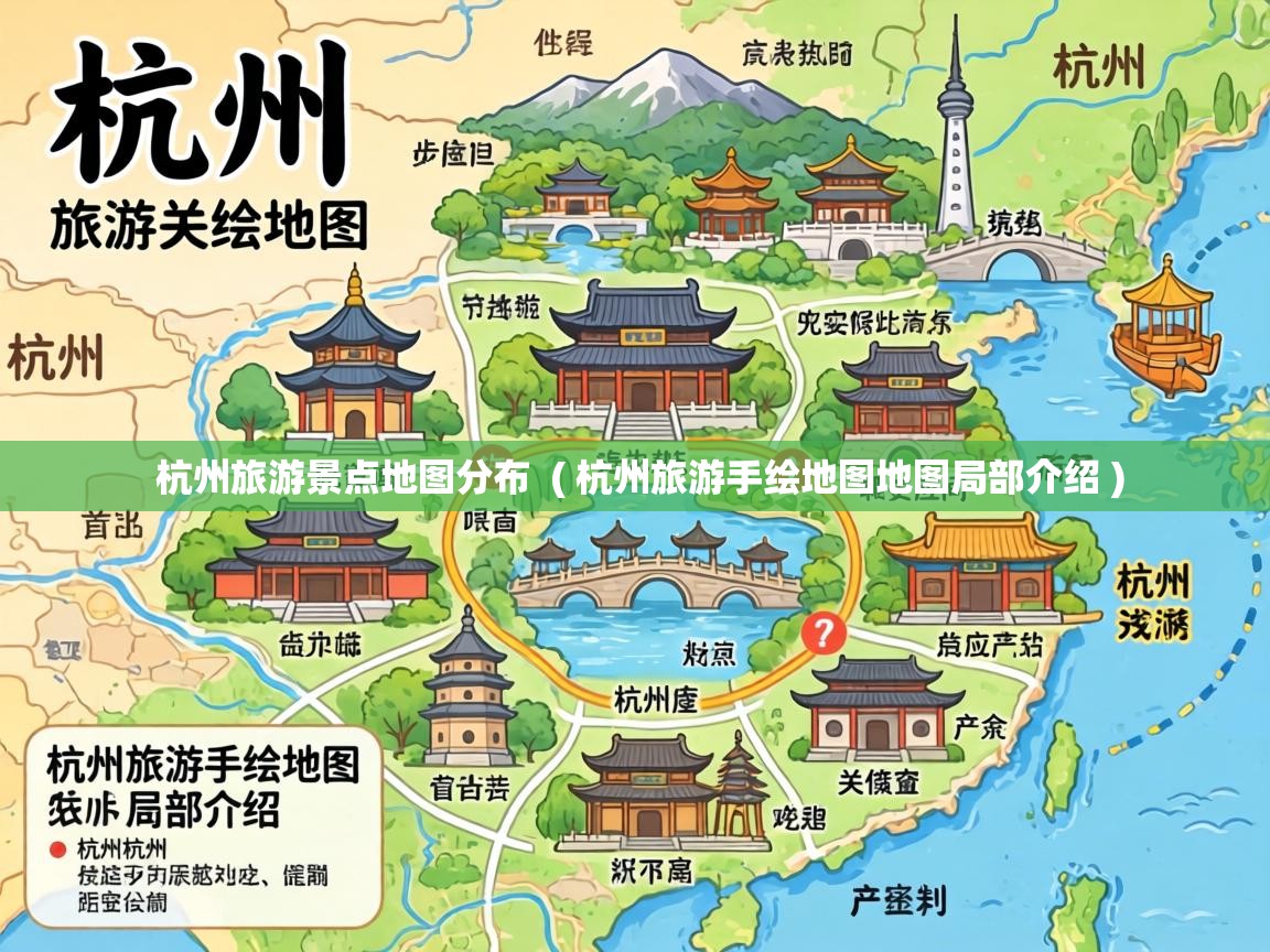  杭州旅游景点地图分布  ( 杭州旅游手绘地图地图局部介绍 )