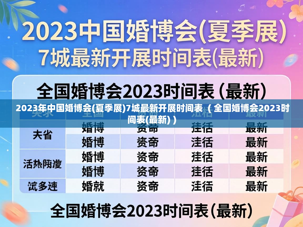  2023年中国婚博会(夏季展)7城最新开展时间表  ( 全国婚博会2023时间表(最新) )