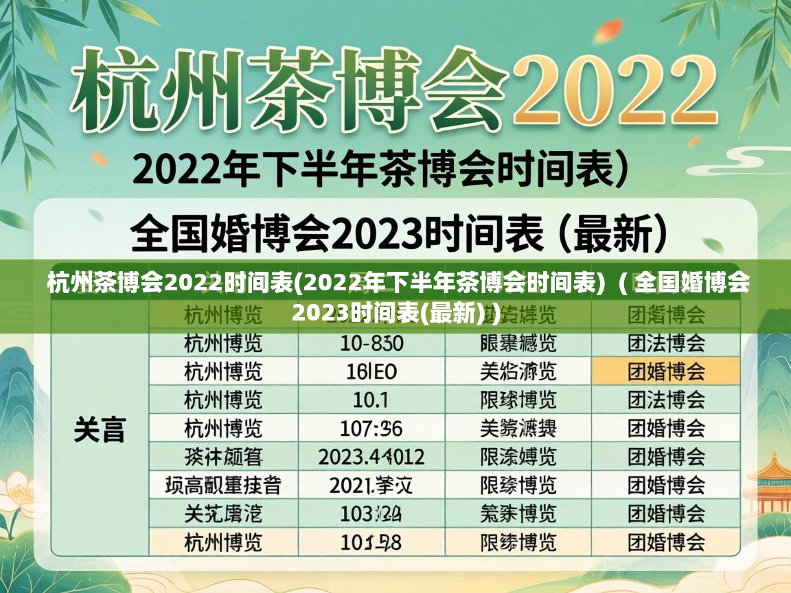  杭州茶博会2022时间表(2022年下半年茶博会时间表)  ( 全国婚博会2023时间表(最新) )
