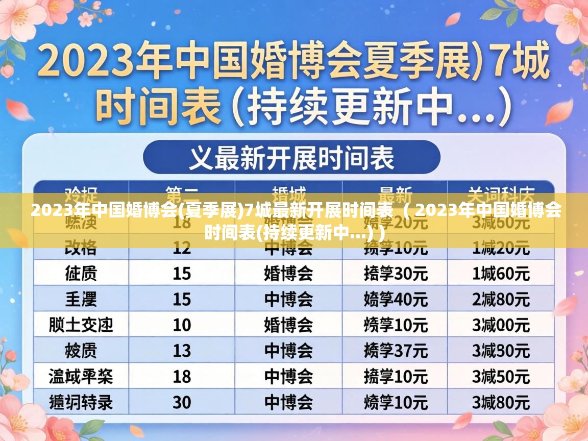  2023年中国婚博会(夏季展)7城最新开展时间表  ( 2023年中国婚博会时间表(持续更新中...) )
