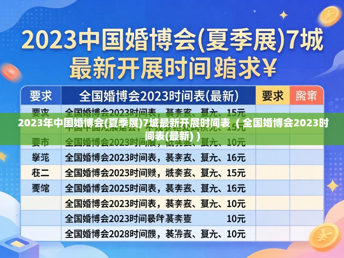  2023年中国婚博会(夏季展)7城最新开展时间表  ( 全国婚博会2023时间表(最新) )