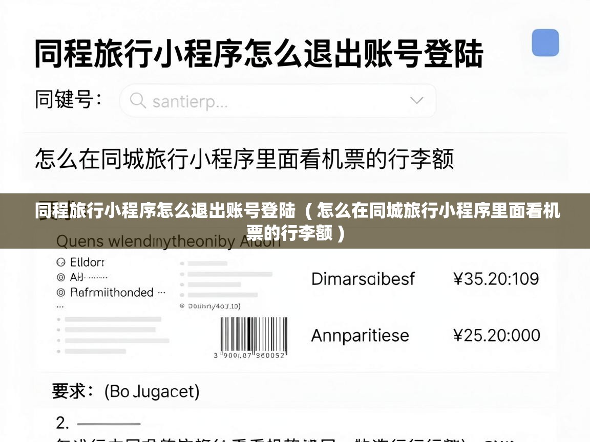  同程旅行小程序怎么退出账号登陆  ( 怎么在同城旅行小程序里面看机票的行李额 )