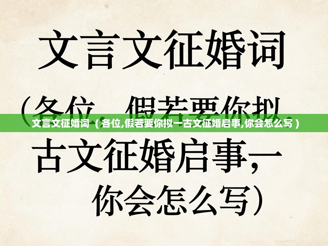  文言文征婚词  ( 各位,假若要你拟一古文征婚启事,你会怎么写 )
