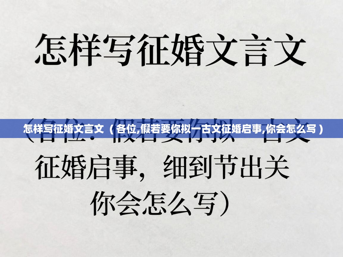  怎样写征婚文言文  ( 各位,假若要你拟一古文征婚启事,你会怎么写 )