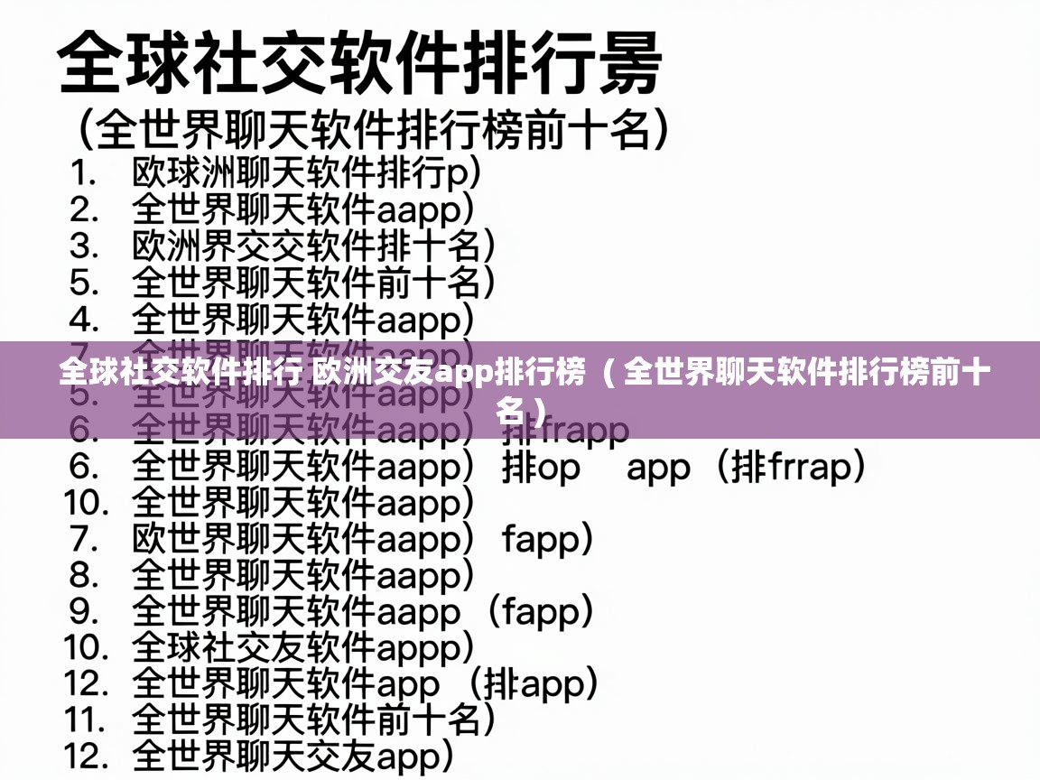  全球社交软件排行 欧洲交友app排行榜  ( 全世界聊天软件排行榜前十名 )