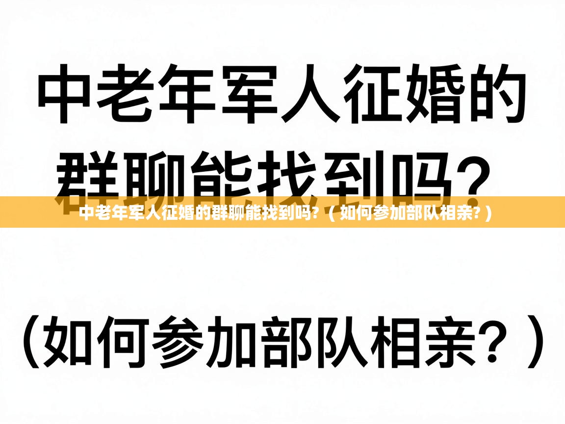  中老年军人征婚的群聊能找到吗?  ( 如何参加部队相亲? )